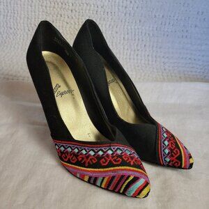 Rush Hour Express Pumps Stilettos Shoe 8 Retro retro unworn 4" heel 90s tapestry